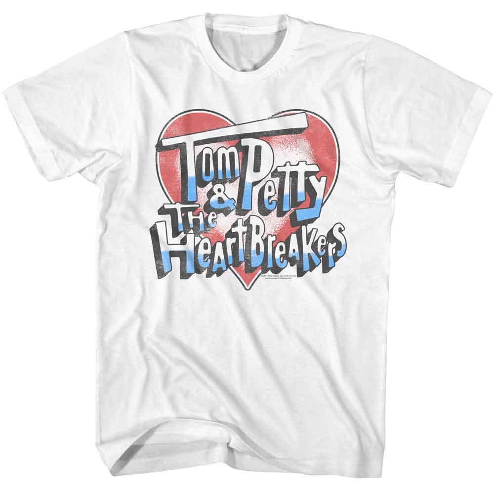 Tom Petty - Americana Heart And Logo - American Classics - Solid White Adult Short Sleeve T-Shirt (Image 1)