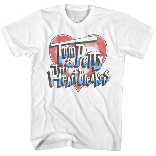 Tom Petty - Americana Heart And Logo - American Classics - Solid White Adult Short Sleeve T-Shirt (Image 1)