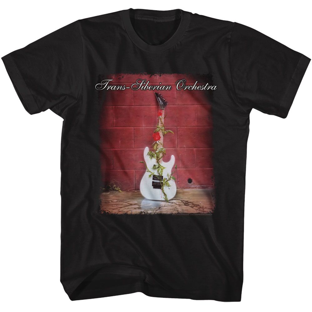 Trans Siberian Orchestra - Rosy Guitar - American Classics - Solid Black Adult Short Sleeve T-Shirt (Image 1)