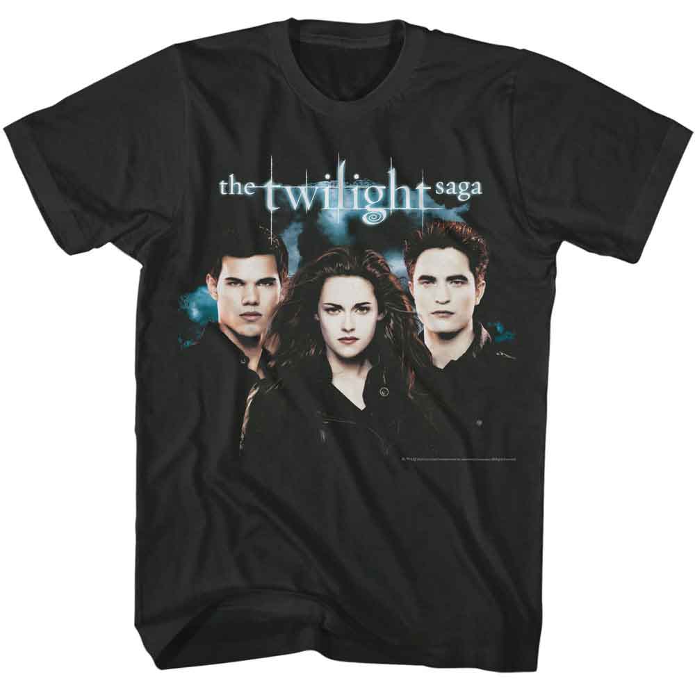 Twilight - Trio White Background - Officially Licensed - Gray Solid Front Print Adult Short Sleeve T-Shirt