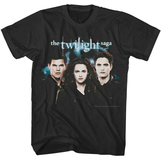 Twilight - Trio White Background - Officially Licensed - Gray Solid Front Print Adult Short Sleeve T-Shirt
