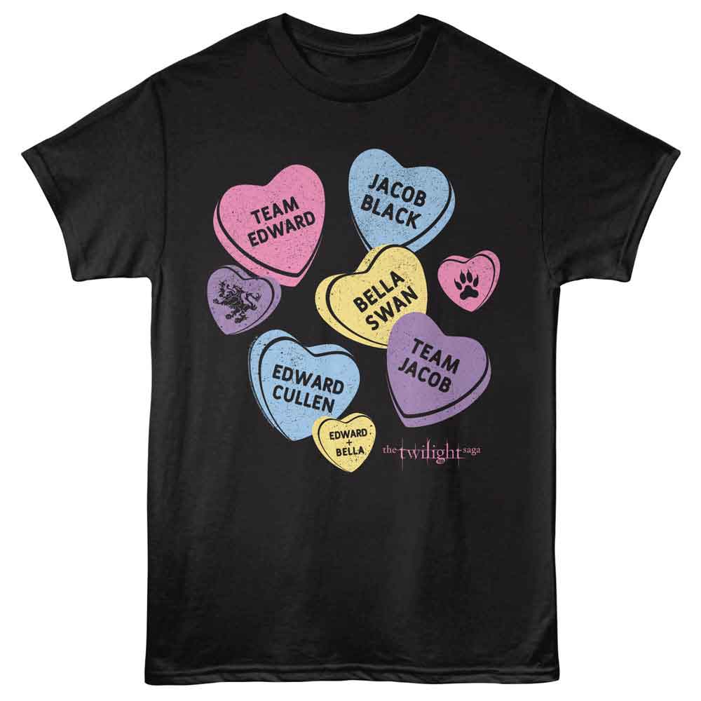 Twilight - Multi Color Candy Hearts - American Classics - Black Adult Short Sleeve T-Shirt