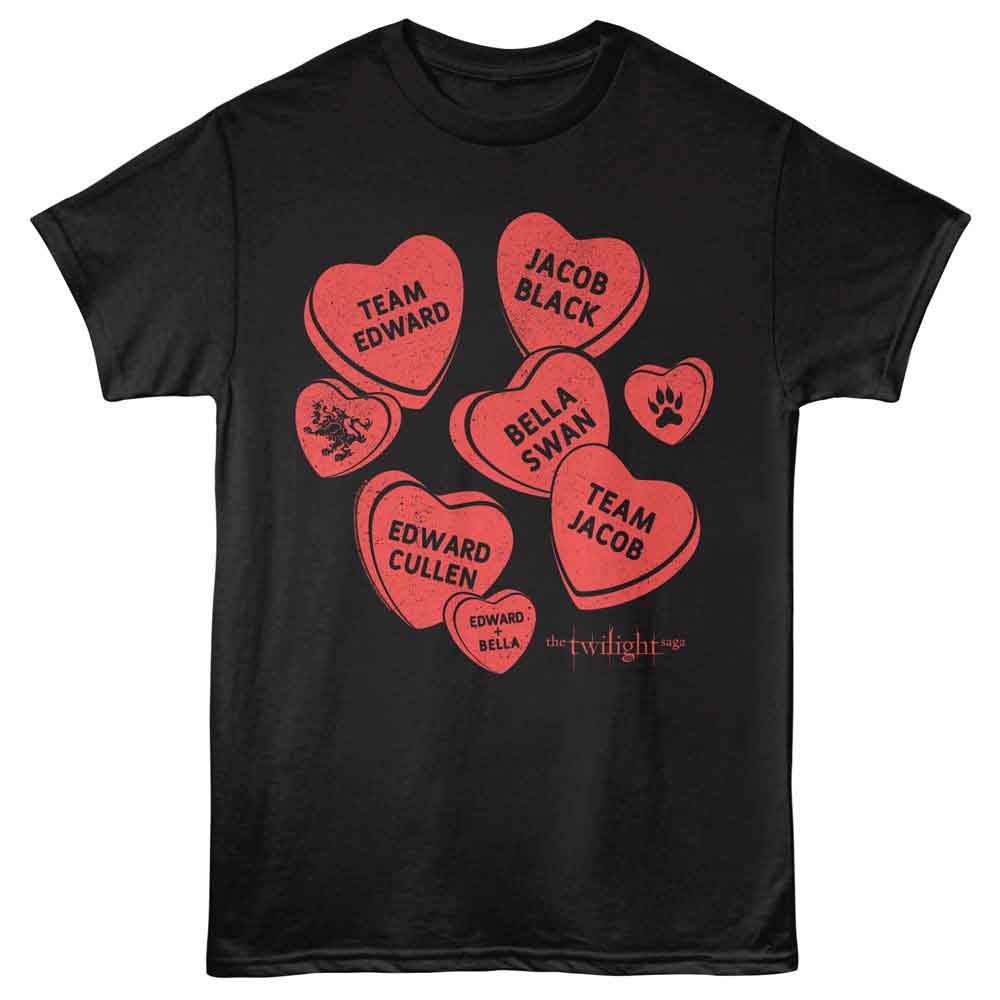 Twilight - Single Color Candy Hearts - American Classics - Black Adult Short Sleeve T-Shirt (Image 1)