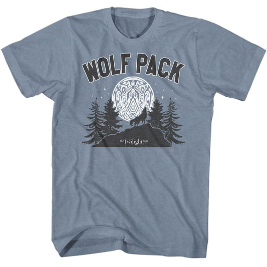 Twilight - Wolf Pack Moon - American Classics - Heather Blue Adult Short Sleeve T-Shirt - clothing by TeeHivey.com (Image 1)