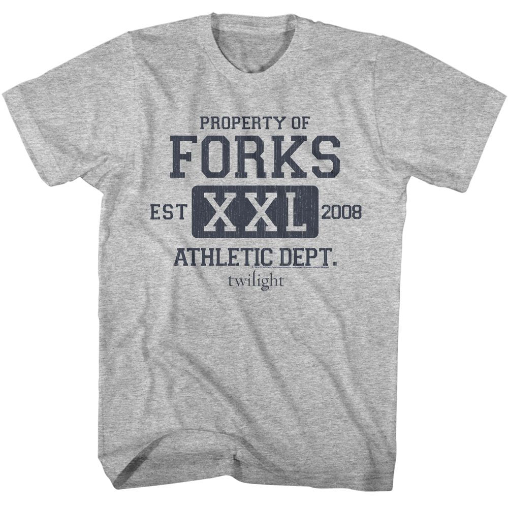 Twilight - Forks Athletic Dept - American Classics - Solid Gray Adult Short Sleeve T-Shirt (Image 1)