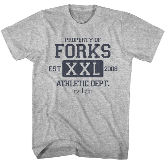Twilight - Forks Athletic Dept - American Classics - Solid Gray Adult Short Sleeve T-Shirt (Image 1)