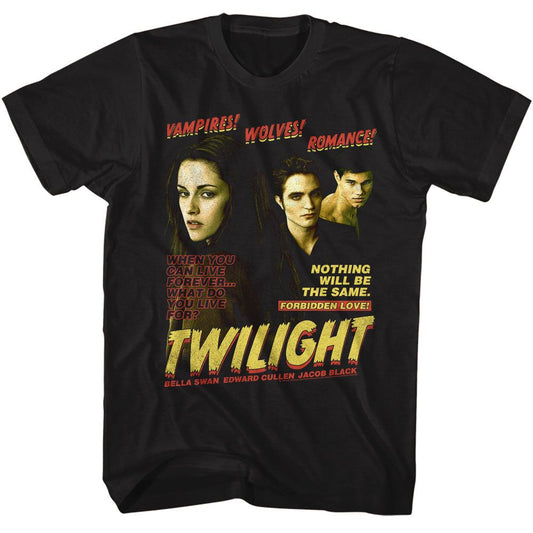 Twilight - Vampire Wolves Romance - American Classics - Solid Black Adult Short Sleeve T-Shirt