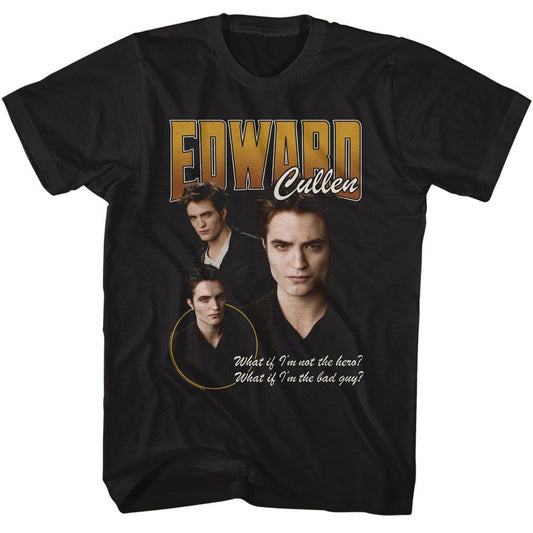 Twilight - Edward 3 Character Pose - American Classics - Solid Black Adult Short Sleeve T-Shirt