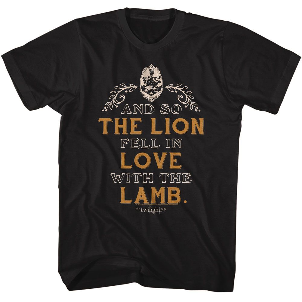 Twilight - Lion Lamb Quote - American Classics - Solid Black Adult Short Sleeve T-Shirt - clothing by TeeHivey.com (Image 1)