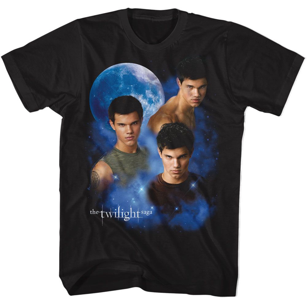 Twilight - Jacob And Moon - American Classics - Solid Black Adult Short Sleeve T-Shirt