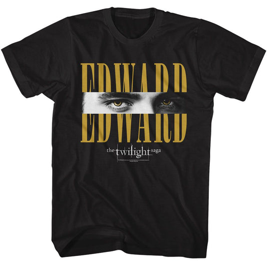 Twilight - Edward Eyes - American Classics - Solid Black Adult Short Sleeve T-Shirt