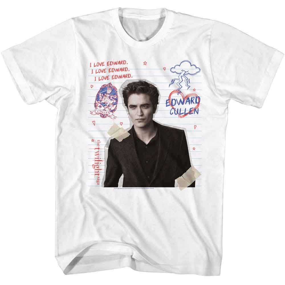Twilight - Edward Doodles - American Classics - Solid White Adult Short Sleeve T-Shirt