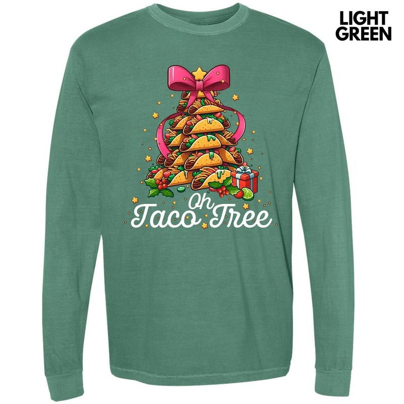 Taco Christmas Tree Long Sleeve Comfort Colors T-Shirt 'NLB