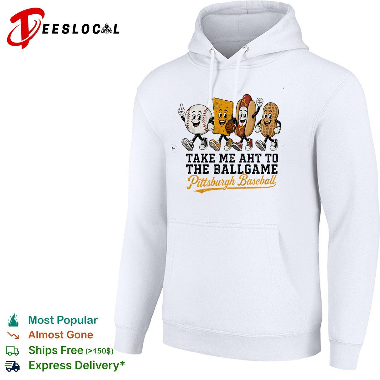 Take me aht to the ballgame Pittsburgh Baseball mascot characters snack food shirt