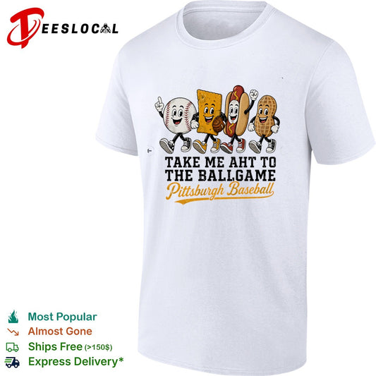 Take me aht to the ballgame Pittsburgh Baseball mascot characters snack food shirt