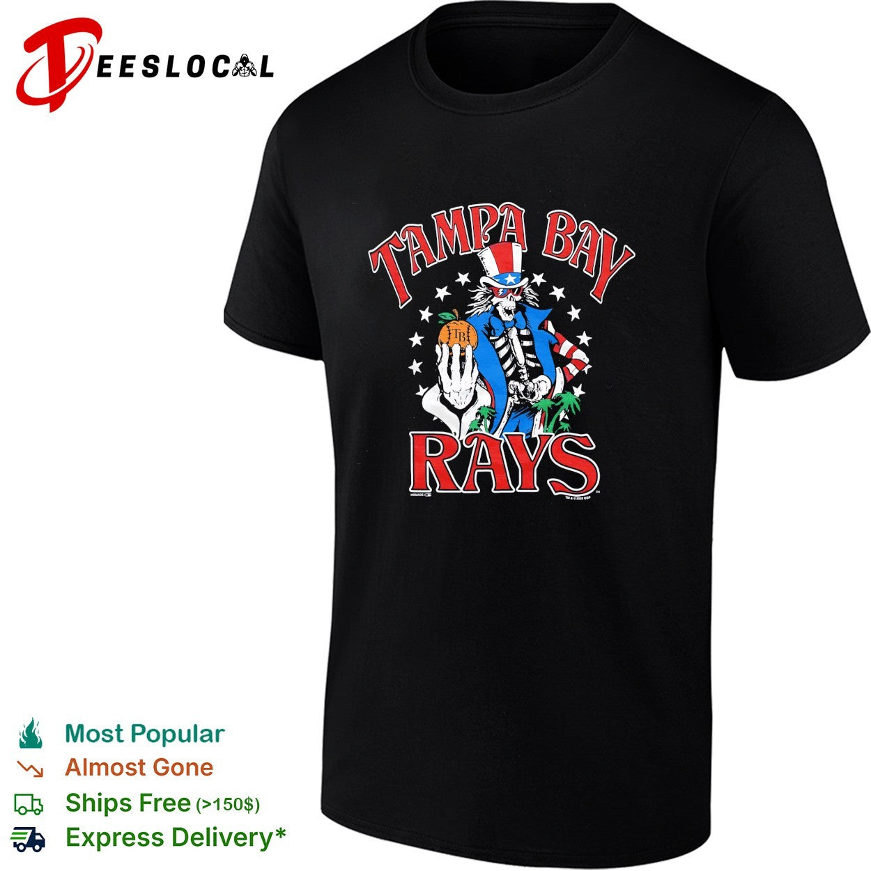 Tampa Bay Rays x Grateful Dead Uncle Sam MLB graphic shirt