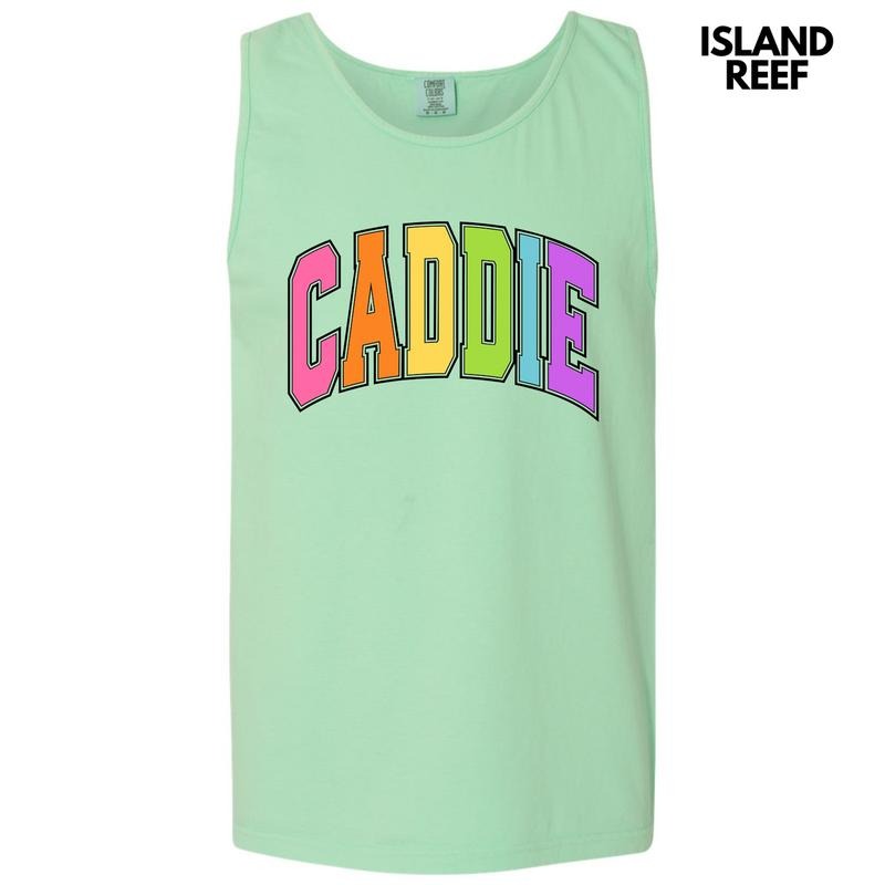 Tank Top - Caddie Varsity Letter Comfort Colors Tank Top 'NLB'