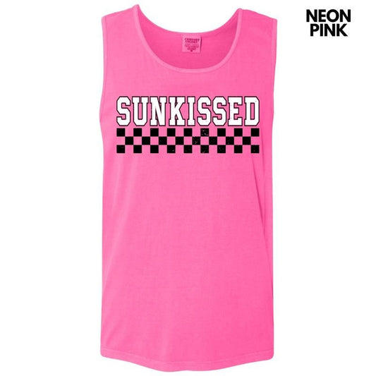 Tank Top - Sunkissed Varsity Checkered Comfort Colors Tank Top 'NLB'