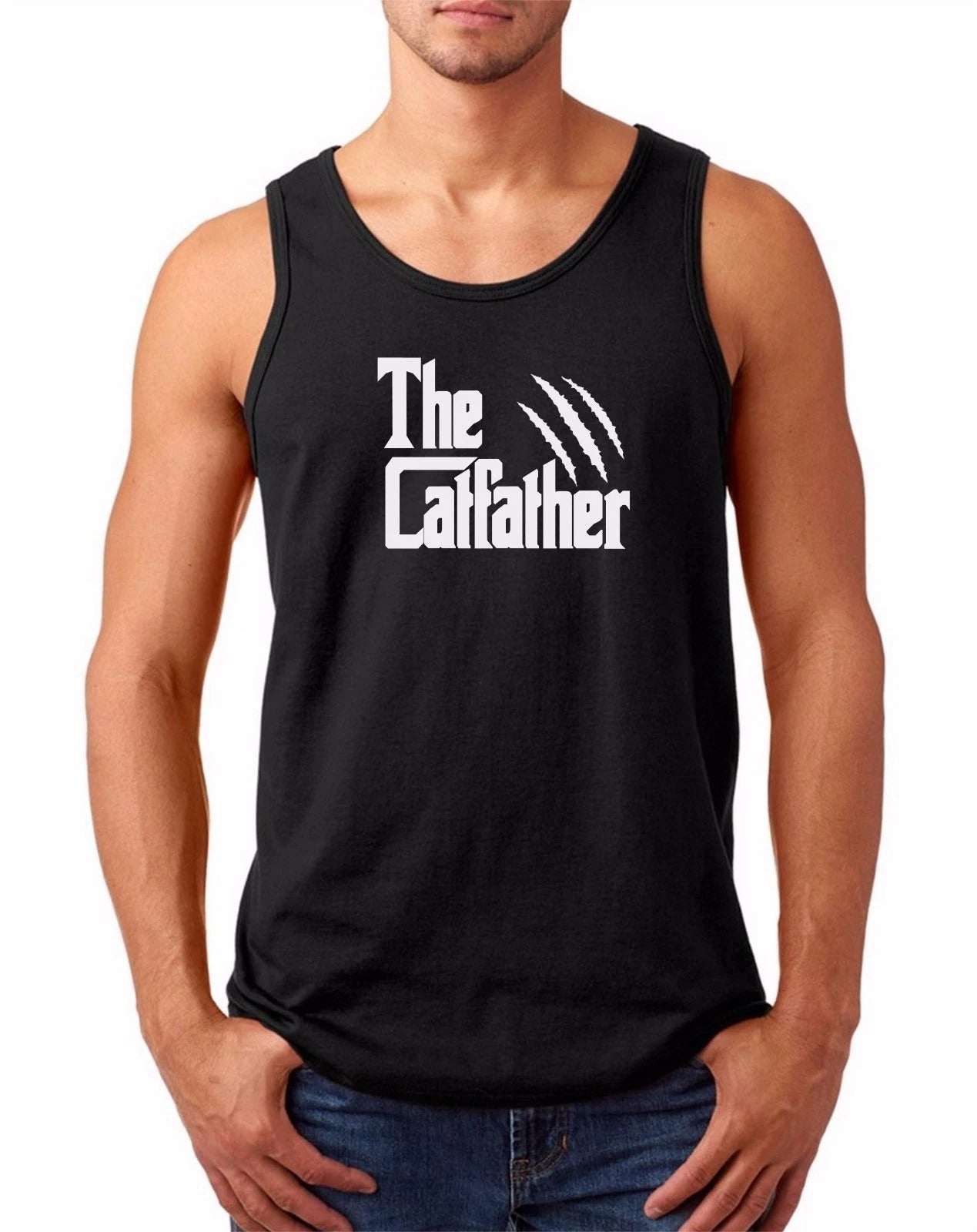 Tank Top The CatFather Shirt Father's Day Gift Funny Cat Lover Tee for Dad