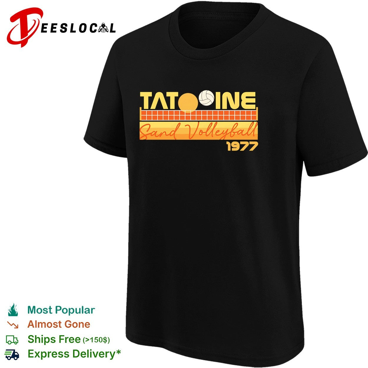 Tatooine sand volleyball 1977 desert planet sport parody retro shirt