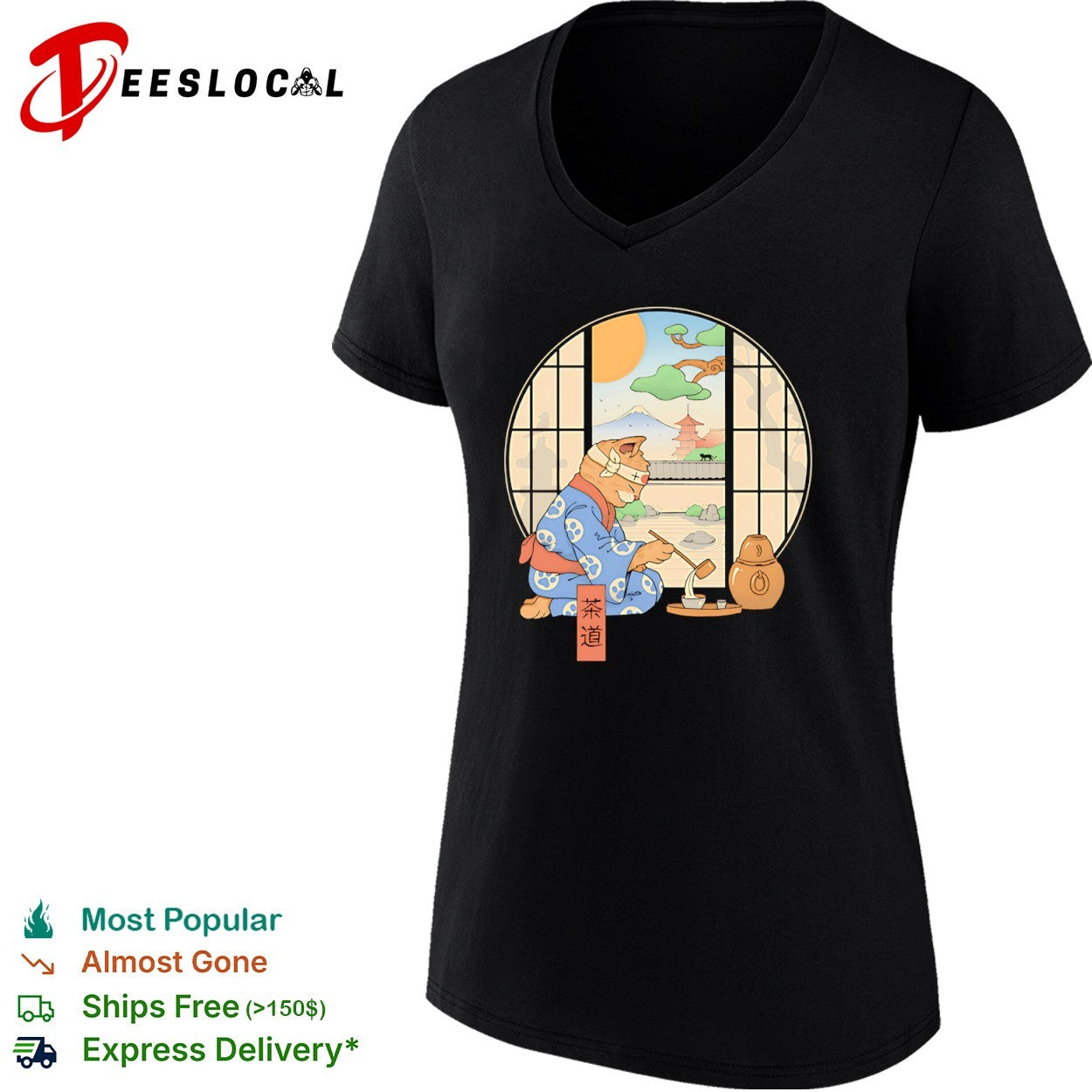 Tea Cat Ceremony a ukiyo-e style shirt