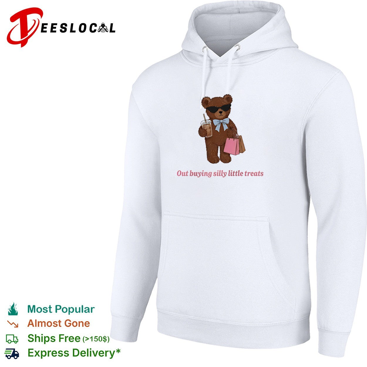 Teddy bear holding coffee out buying silly little treats shirt