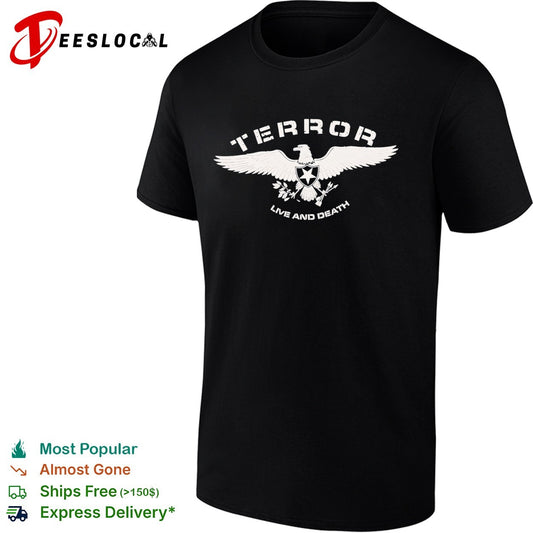 Terror live and death eagle shield star olive branch arrows symbol band shirt