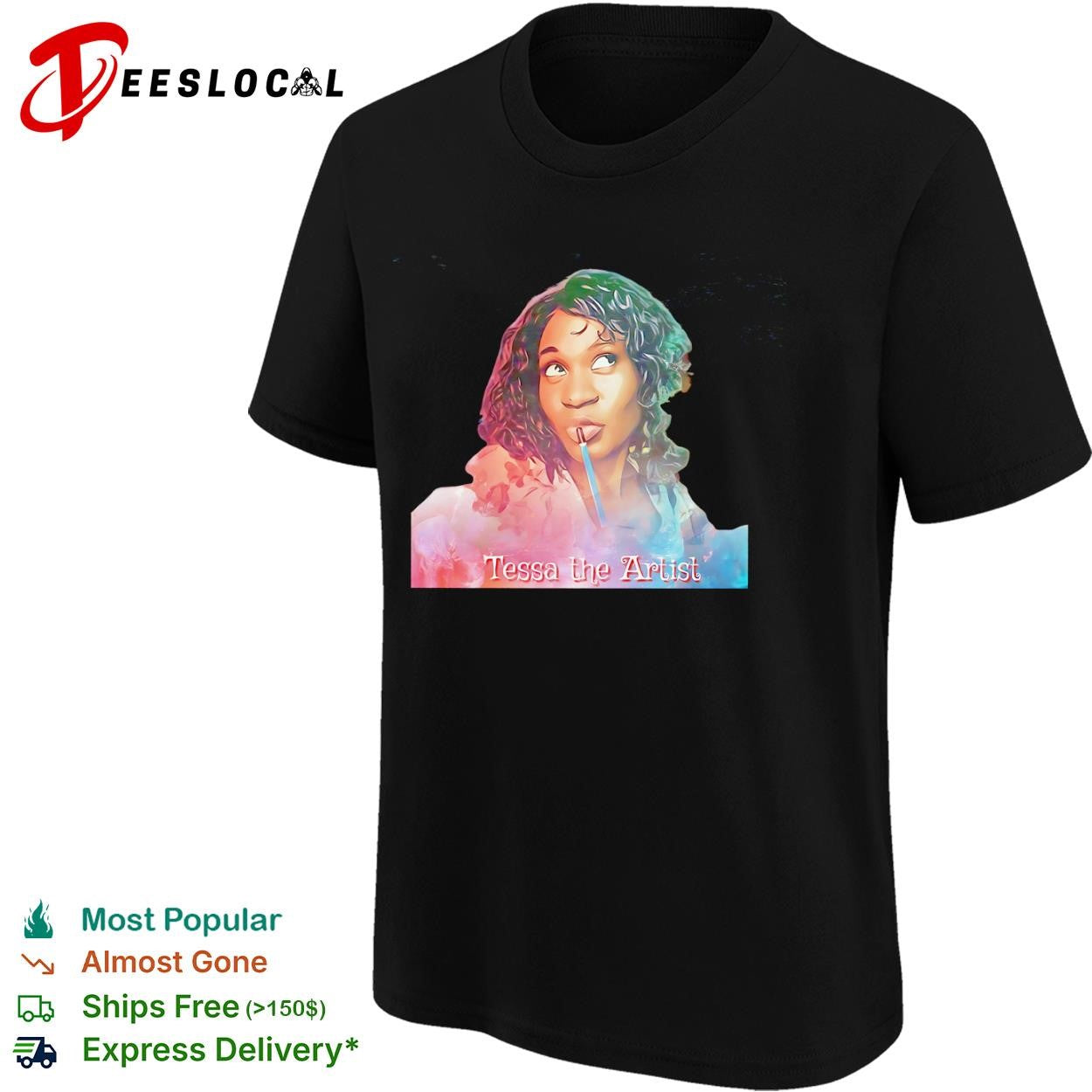 Tessa the Artist girl painting stylized portrait shirt