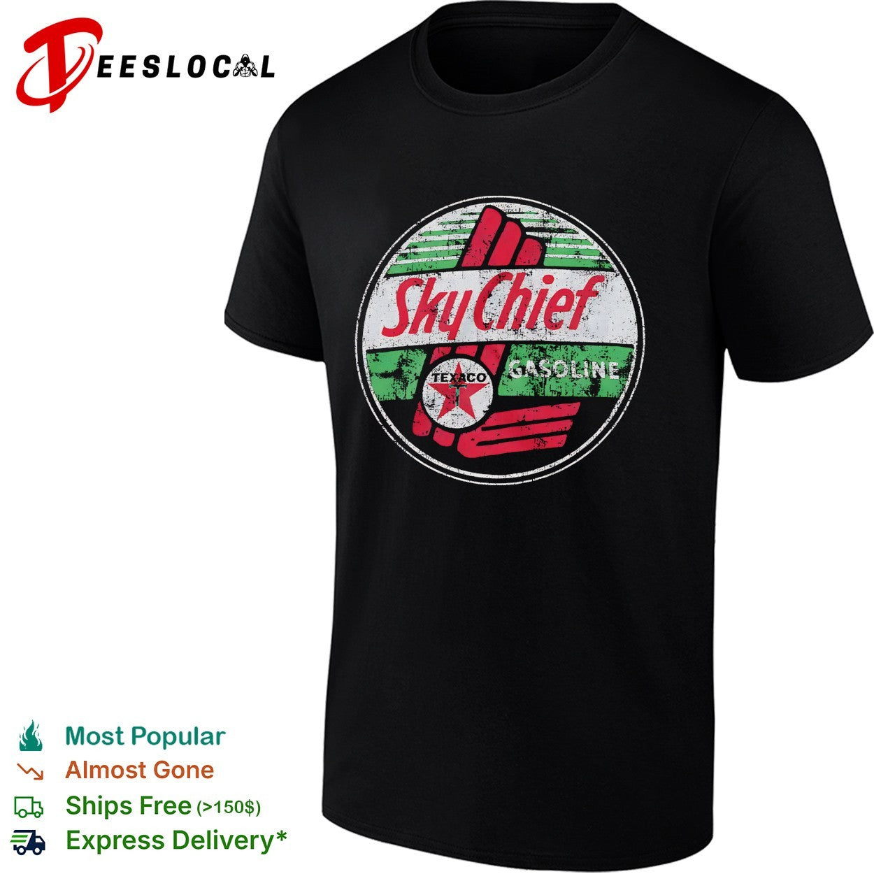 Texaco Sky Chief gasoline logo emblem print round circle sign motor oil shirt