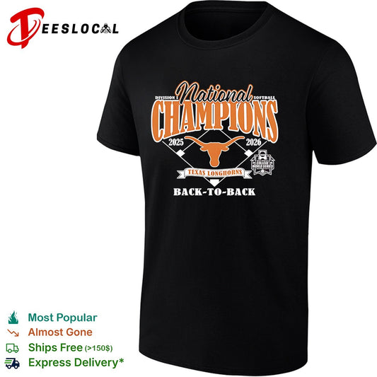 Texas Longhorns 2025 2026 National Champions Division I Softball Back to Back shirt