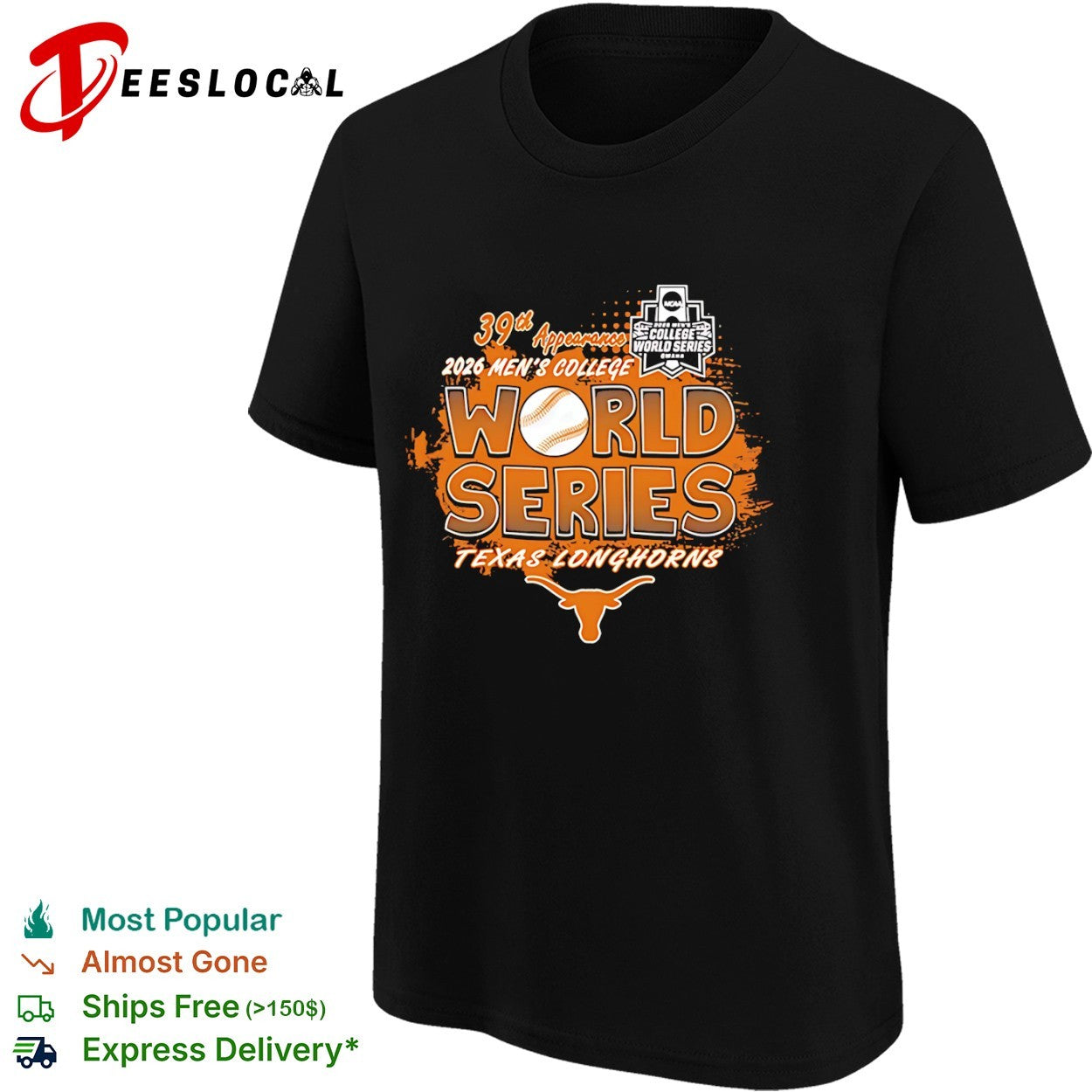 Texas Longhorns 2026 College World Series 39th NCAA Baseball shirt