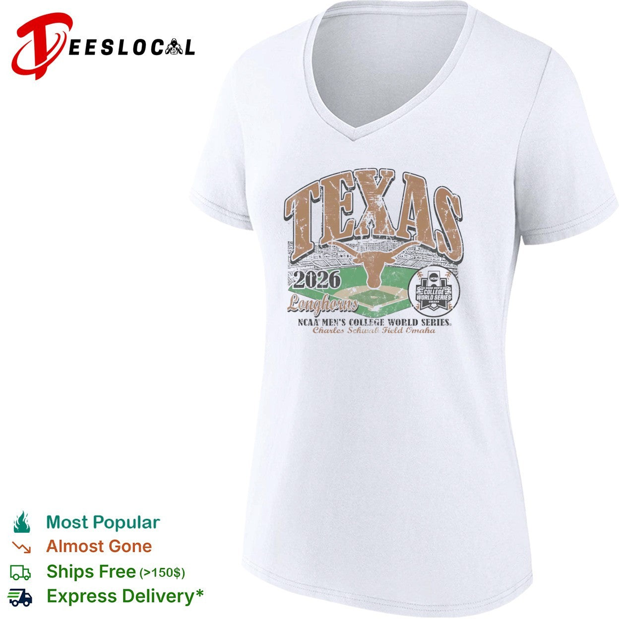 Texas Longhorns 2026 NCAA Mens College World Series Charles Schwab Field Omaha shirt