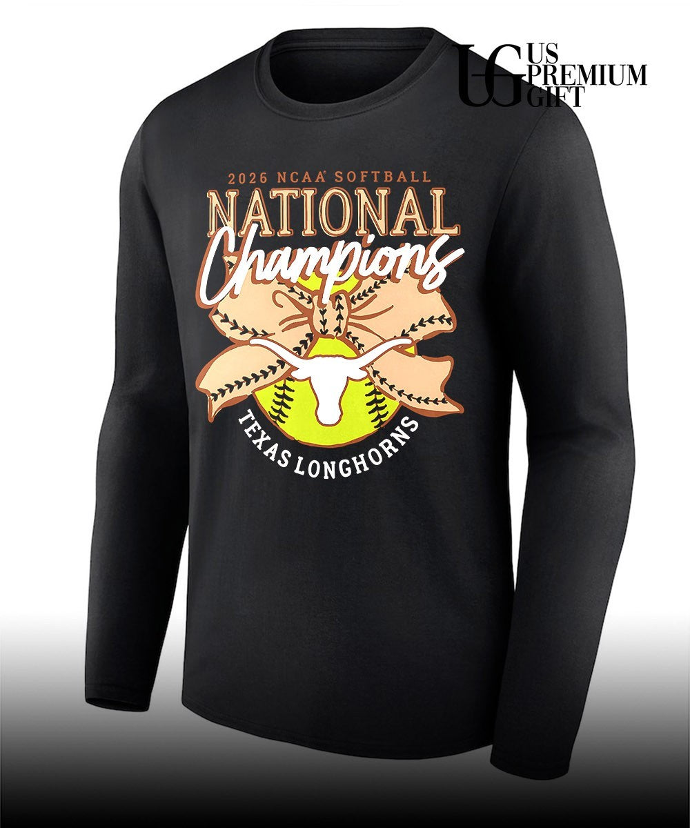 Texas Longhorns 2026 NCAA Softball National Champions Bow logo shirt