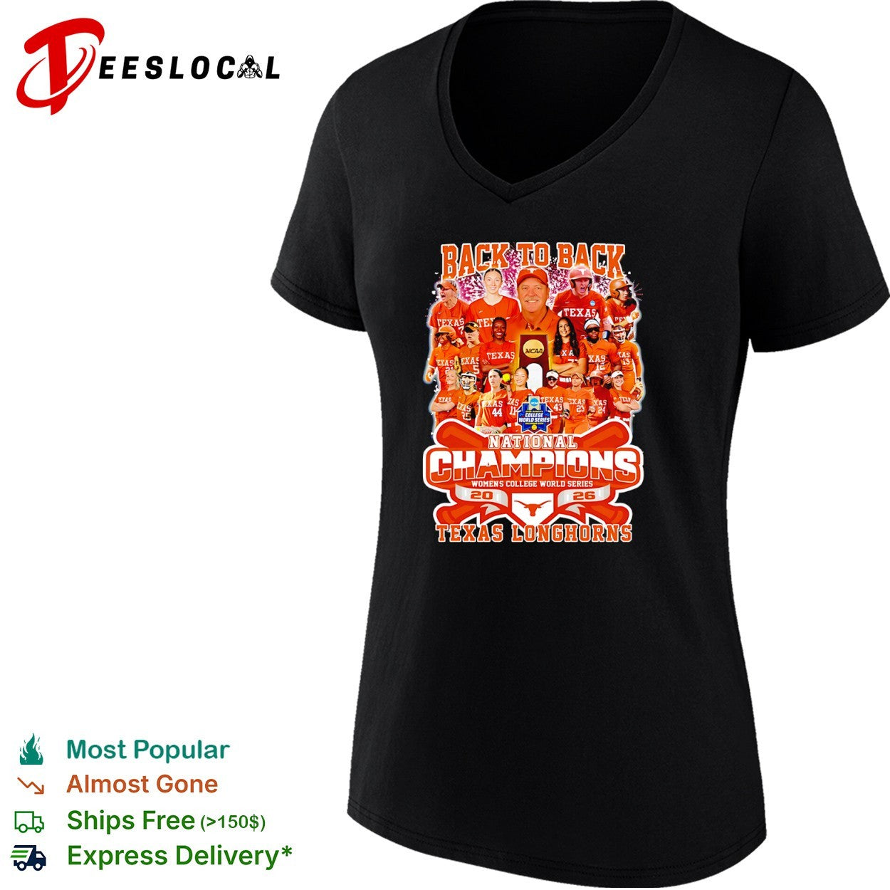Texas Longhorns Back to Back National Champions Womens College World Series shirt