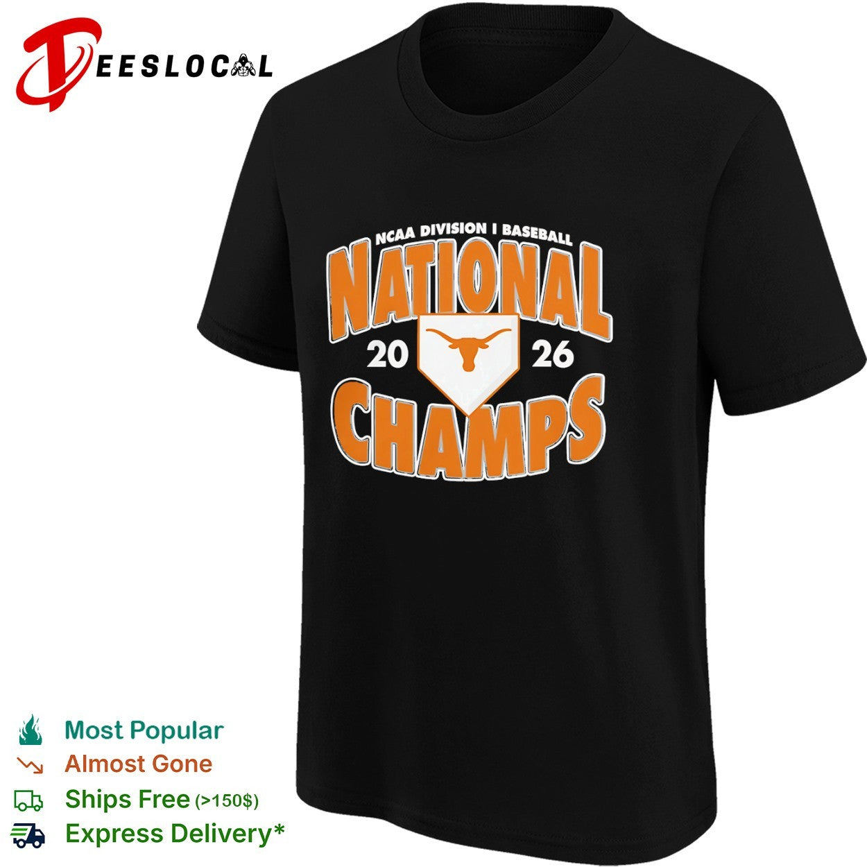 Texas Longhorns NCAA Division I Baseball National Champs 2026 shirt