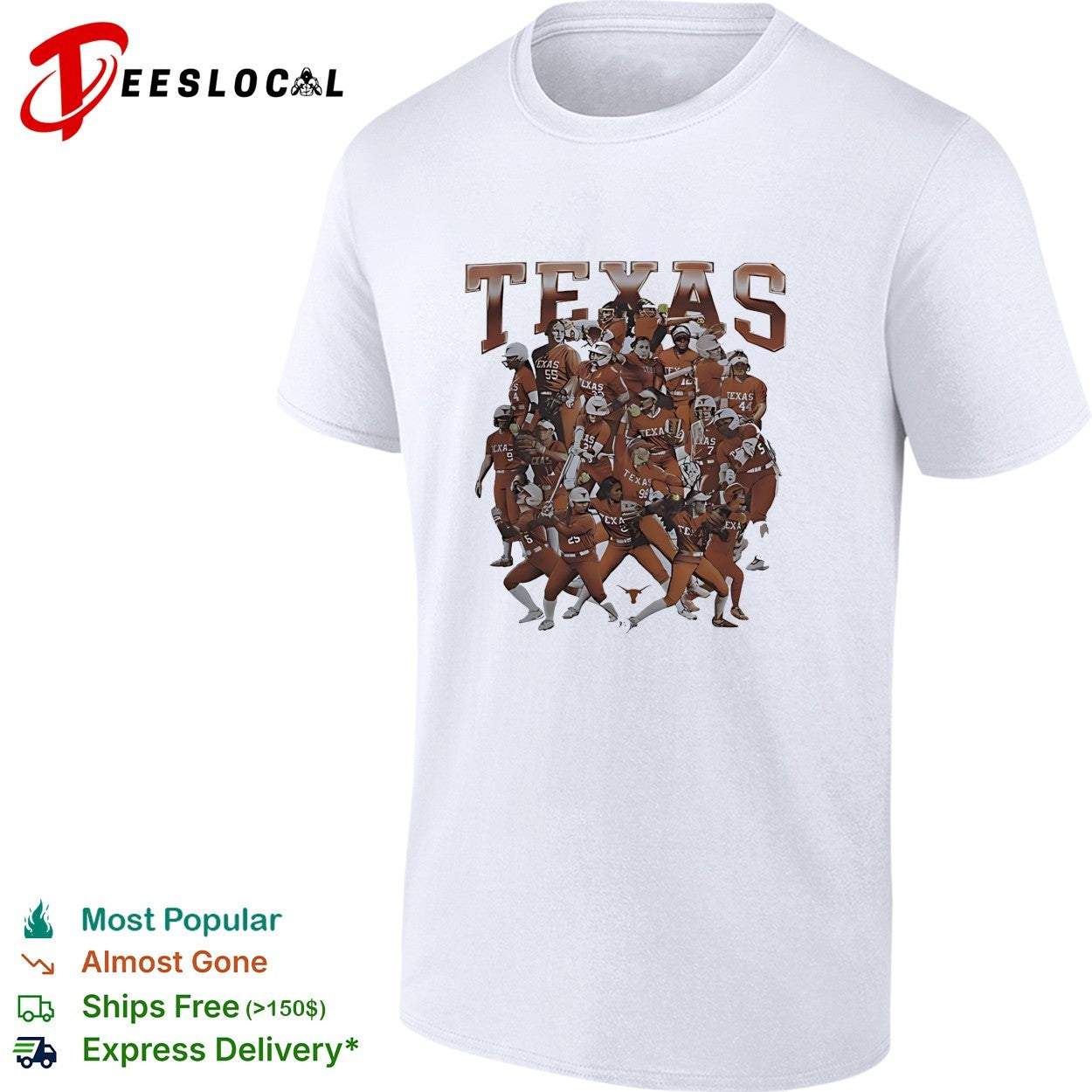Texas Longhorns Softball Team NCAA Players Texas Collage Logo Official Team shirt