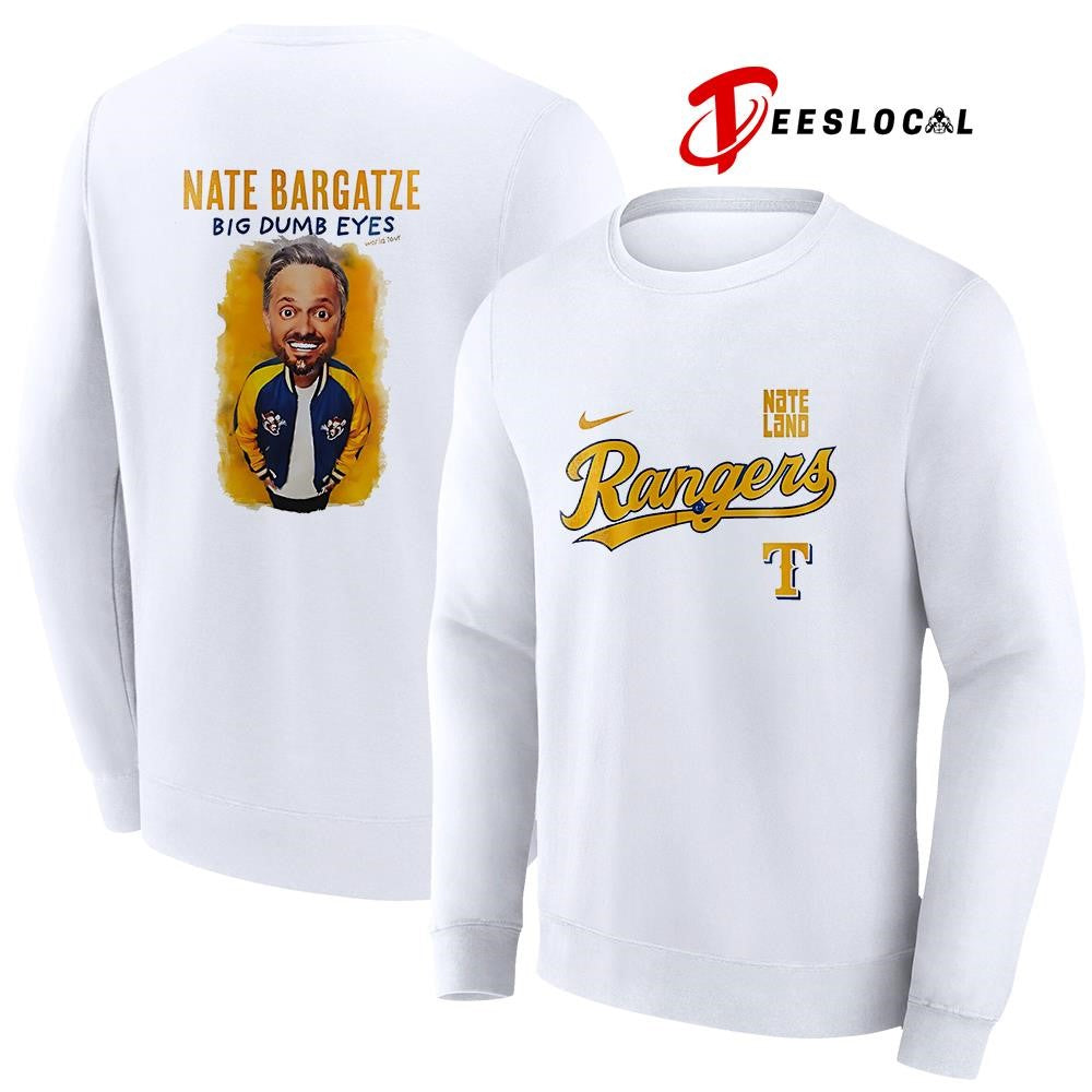Texas Rangers x Nate Bargatze Big Dumb Eyes world tour caricature graphic shirt