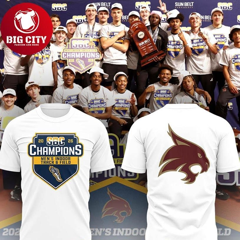 Texas State Bobcat Sun Belt 2026 Track &amp; Field Champions Two Sided Shirt