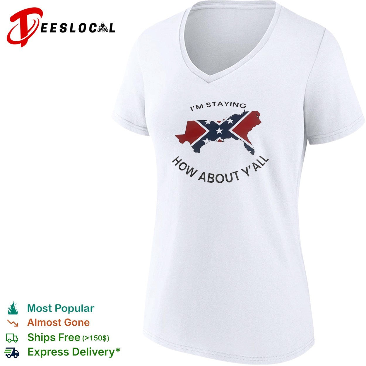 Texas confederate flag I’m staying how about y’all shirt