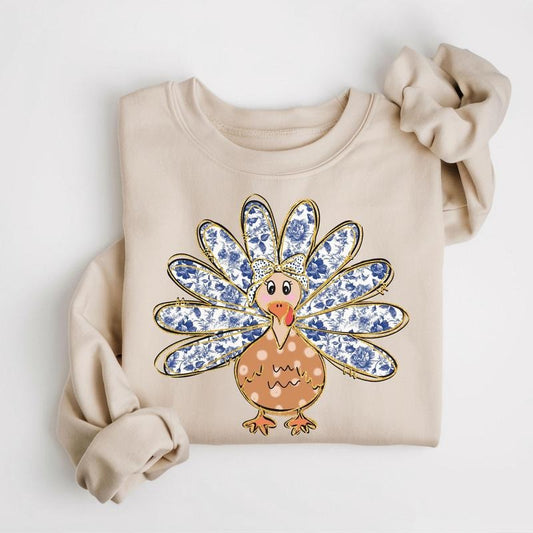 Thanksgiving Turkey Sweatshirt, Fall Thanksgiving Sweater, Coquette Turkey Shirt, Women's Fall Thankful Crewneck, Autumn...