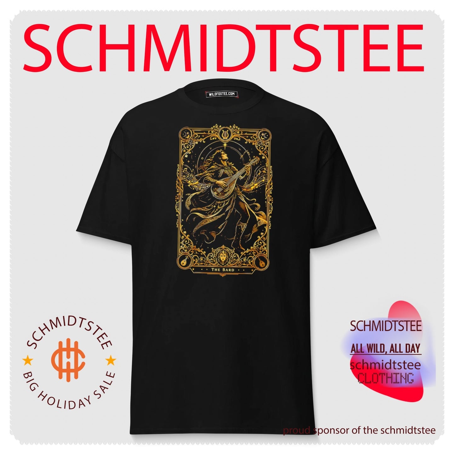 The Bard Tarot Card Fantasy Musician lute player shirt