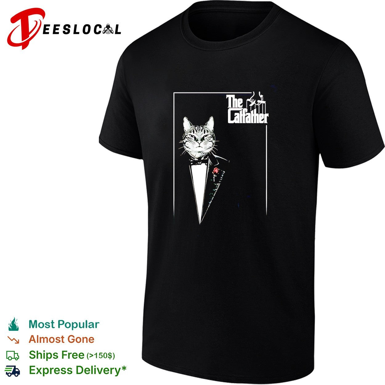 The Catfather cat wearing suit funny shirt