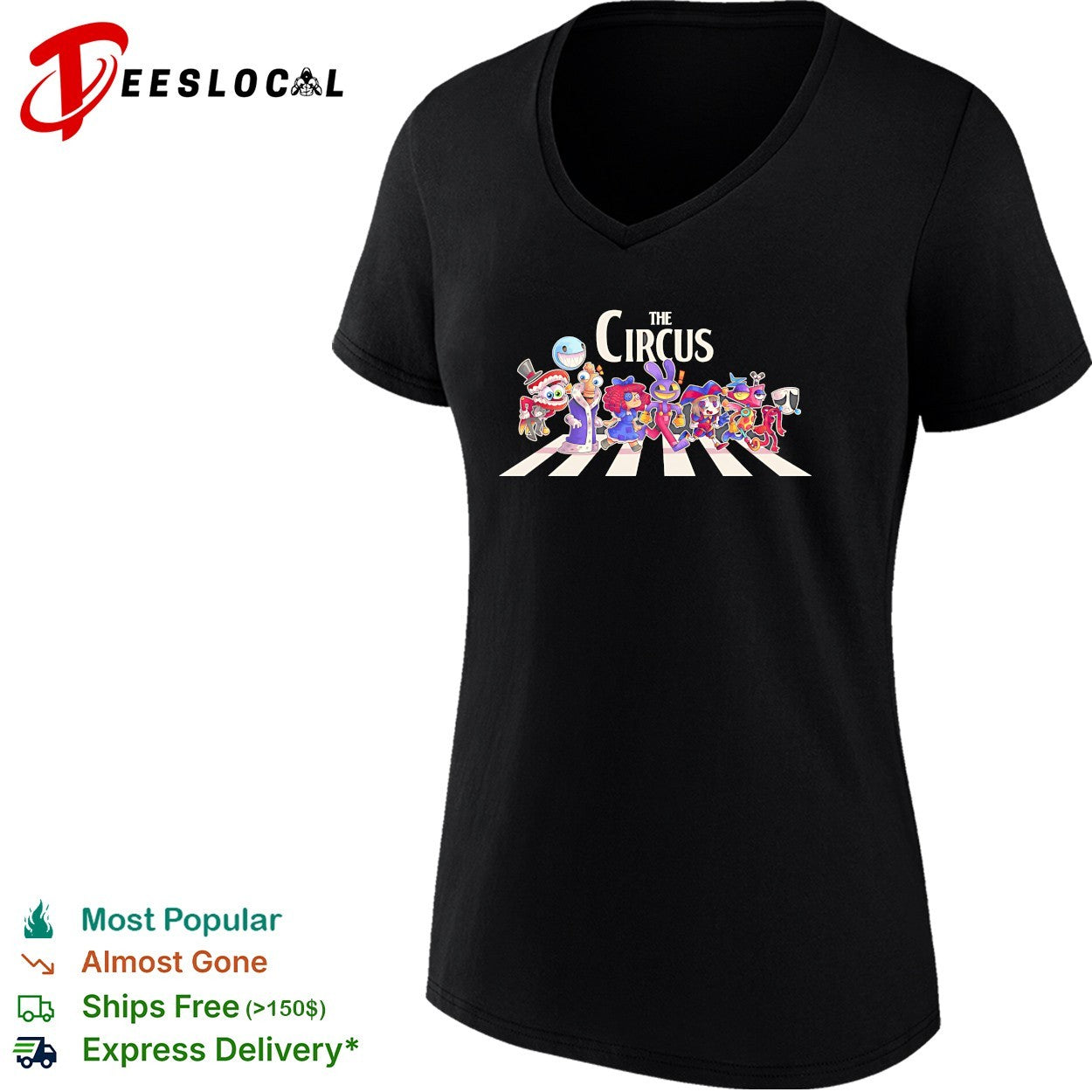 The Circus characters from The Amazing Digital Circus crossing road shirt