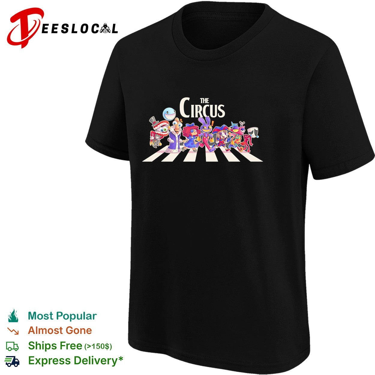The Circus characters from The Amazing Digital Circus crossing road shirt