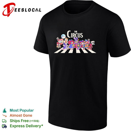 The Circus characters from The Amazing Digital Circus crossing road shirt