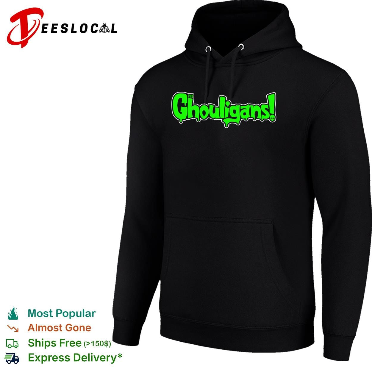 The Ghouligans slime typography horror skull shirt