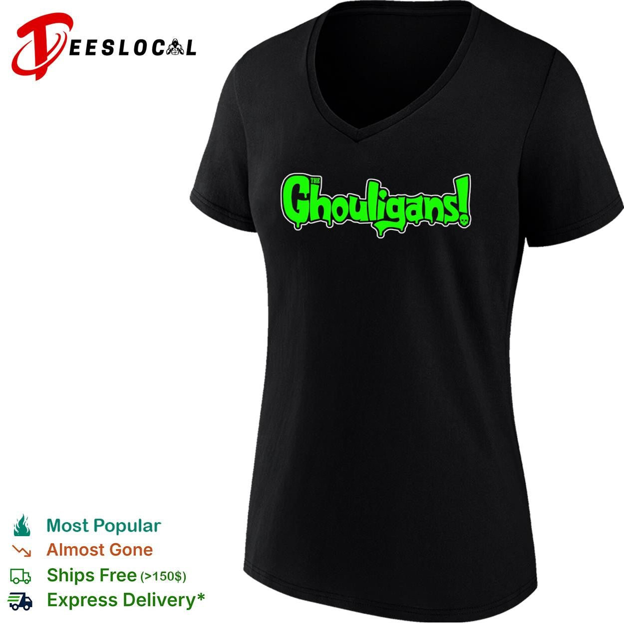 The Ghouligans slime typography horror skull shirt