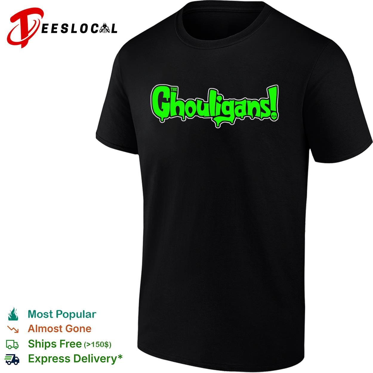The Ghouligans slime typography horror skull shirt