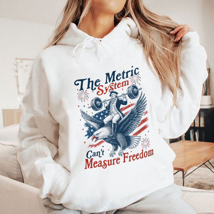 The Metric System Can’t Measure Freedom Patriotic Eagle Weightlifting T Shirt