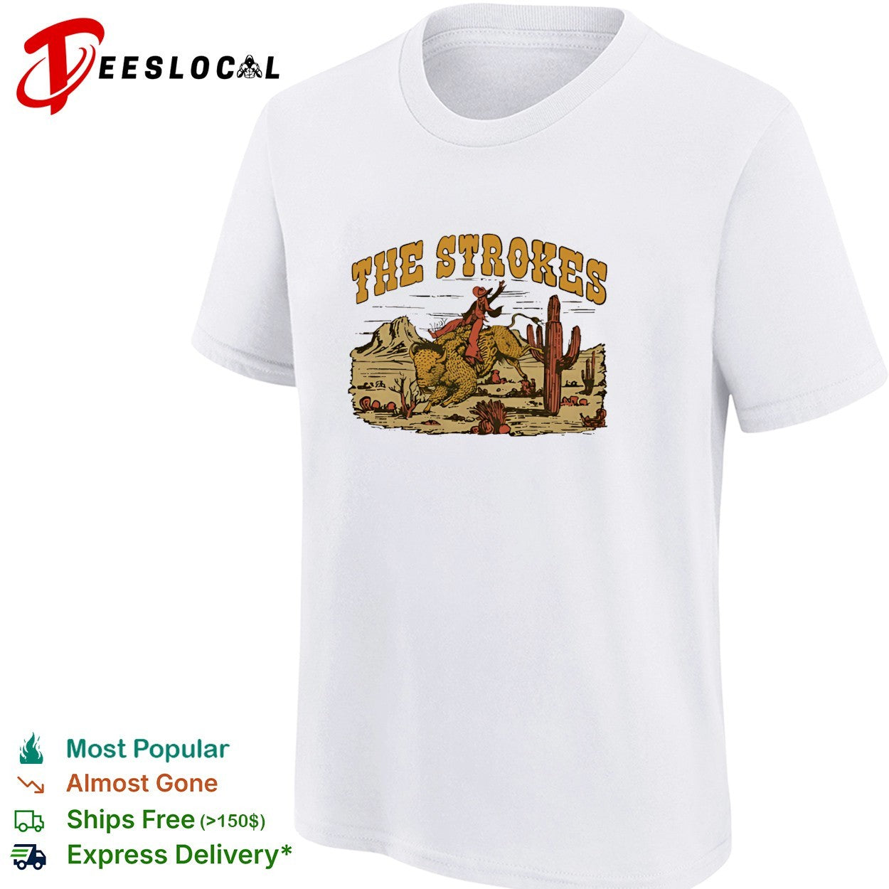 The Strokes cowboy riding cheetah desert poster shirt